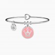 BRACCIALE DONNA ACCIAIO CORONA SMALTO ROSA