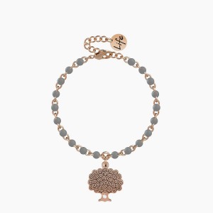 Bracciale Donna Smalto Grigio Con Albero Rose