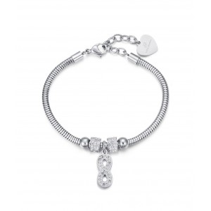 BRACCIALE DONNA ACCIAIO INFINITO CRISTALLI BIANCHI