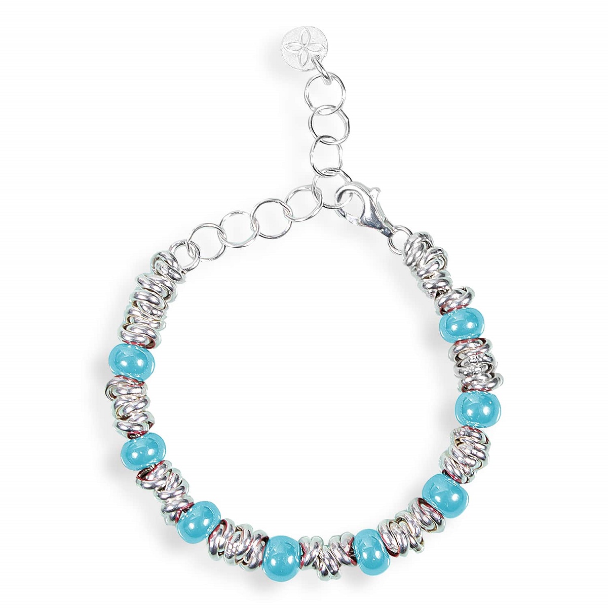 Bracciale bambina in argento con turchese