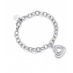 BRACCIALE DONNA ACCIAIO CATENA CUORE PENDENTE