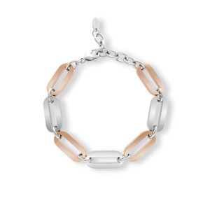 BRACCIALE DONNA MAGLIA CATENA BICOLORE ROSÈ