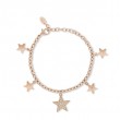 BRACCIALE DONNA ACCIAIO ROSÈ STELLE PENDENTI