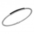 BRACCIALE UOMO ARGENTO PIASTRA SPINELLI NERI