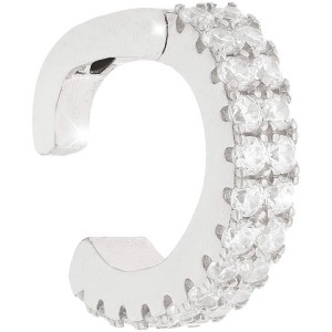 ORECCHINO CUFF ARGENTO RODIATO DUE FILE PIETRE