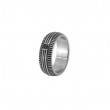 ANELLO UOMO ACCIAIO FASCIA RIGHE BRUNITE NERE