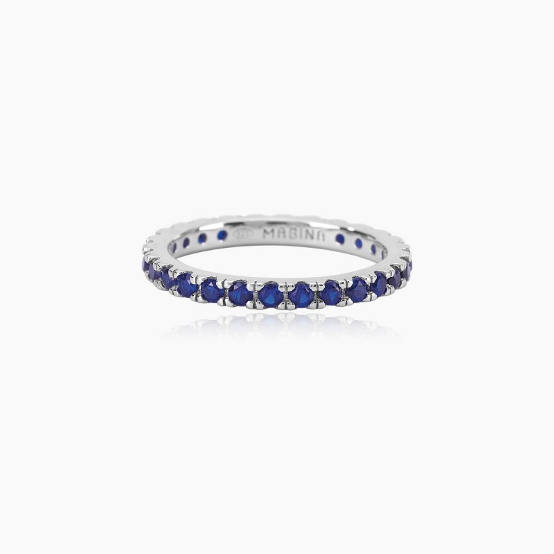 ANELLO DONNA ARGENTO RODIO VERA PIETRE BLU