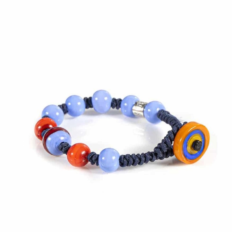 BRACCIALE BABY SFERE VETRO MURANO LILLA E ARANCIO