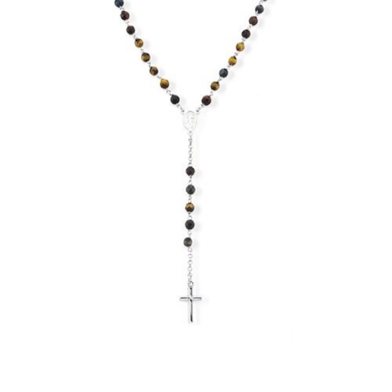 COLLANA ROSARIO UOMO OCCHIO DI TIGRE 70 CM